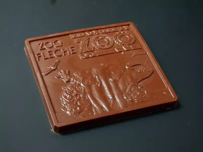 Tablette de chocolat gravée pour le Zoo de la Flèche